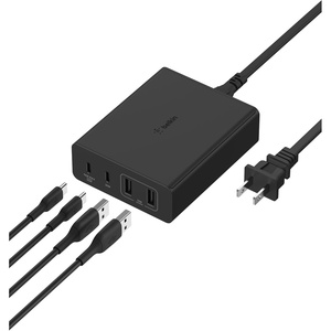 image:imageBelkin Charger Station 108W GaN  2X USBC and 2X USBA Ports  Fast Desktop Charger Dock Hub for iPhone 17 Air Pro Apple Watch iPad MacBook Samsung Galaxy S25 Nintendo Switch 2  BlackBlack