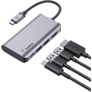 image:imageBelkin USB C Hub 4in1 MultiPort Laptop Dock with 4K HDMI USB C Docking Station with 100 Watt PassThrough Power Delivery 2 X USB A Ports For MacBook Pro Air iPad Pro Chromebook and More4in1 USBC Hub