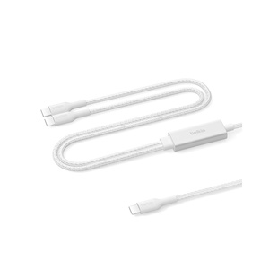 image:imageBelkin 2in1 USB C to USB C Cable 140W 5ft Braided Dual Charging Cable  FastCharging Combo Cord wSmart Power Sharing for MacBook iPhone iPad Samsung Pixel amp More  Travel Essentials  BlackWhite