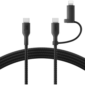 image:imageBelkin BoostCharge Braided 2in1 USBC Charging Cable wUSBC amp Lightning Connector 15M Fast amp MultiCharging for iPhone Series iPad MacBook Galaxy Series Nintendo Switch 2 amp More  WhiteBlack