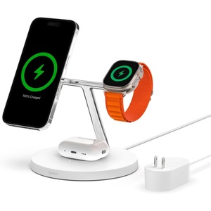 image:imageBelkin MagSafeCompatible iPhone Charger 3in1 Wireless Charging Station Qi2Certified 15W Wireless Charge for Apple iPhone 17 Series Apple Watch AirPods wNonSlip Base 40W Included  WhiteWhite