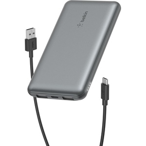 image:imageBelkin Portable Charger  15W 3 Port Power Bank Battery Pack with 10000mAh Battery  Fast Charging for iPhone Samsung Phone More  USB C to A Cable IncludedGray