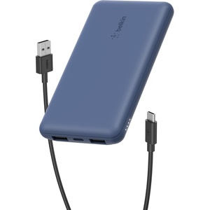 image:imageBelkin Portable Charger  15W 3 Port Power Bank Battery Pack with 10000mAh Battery  Fast Charging for iPhone Samsung Phone More  USB C to A Cable IncludedBlue
