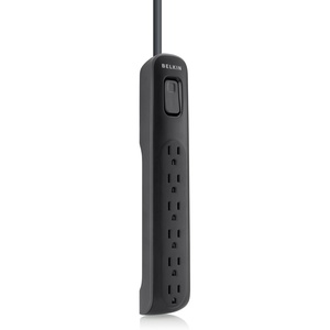 image:imageBelkin 6Outlet AV Power Strip Surge Protector with 4Foot Power Cord 600 Joules Black BV10600004BLKBlack