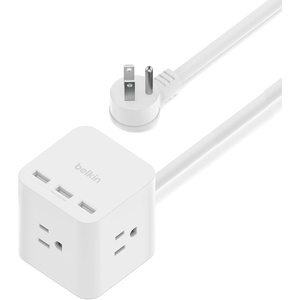 image:imageBelkin 6Outlet Power Cube w 3 AC Outlets 3 USBA Ports amp 5ft Sturdy Extension Cord  Convenient Compact Cube for Home Office Travel Desktop amp Phone Charger  45 Amps18W 6in1 Charger