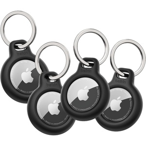 image:imageBelkin Apple AirTag Secure Holder with Key Ring  Durable Scratch Resistant Case with Open Face amp Raised Edges  Protective AirTag Keychain Accessory for Keys Pets Luggage Backpacks  4Pack BlackBlack