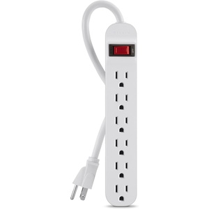 image:imageBelkin 6Outlet SlimLine Power Strip Surge Protector 6ft Cord and Rotating Plug 700 Joules White3Foot Cable