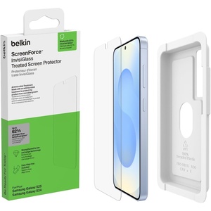 image:imageBelkin ScreenForce InvisiGlass Treated Screen Protector for Samsung Galaxy S25 9H Hardness ScratchResistant Impact Protection wAlign Tray for Easy Application  Made with Recycled Glass