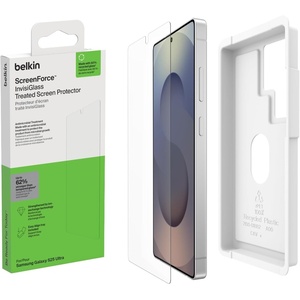 image:imageBelkin ScreenForce InvisiGlass Treated Screen Protector for Samsung Galaxy S25 Ultra 9H Hardness ScratchResistant Impact Protection wAlign Tray for Easy Application  Made with Recycled Glass