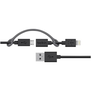 image:imageBelkin 3Feet MicroUSB Cable with Lightning Connector Adapter  Retail Packaging  Black