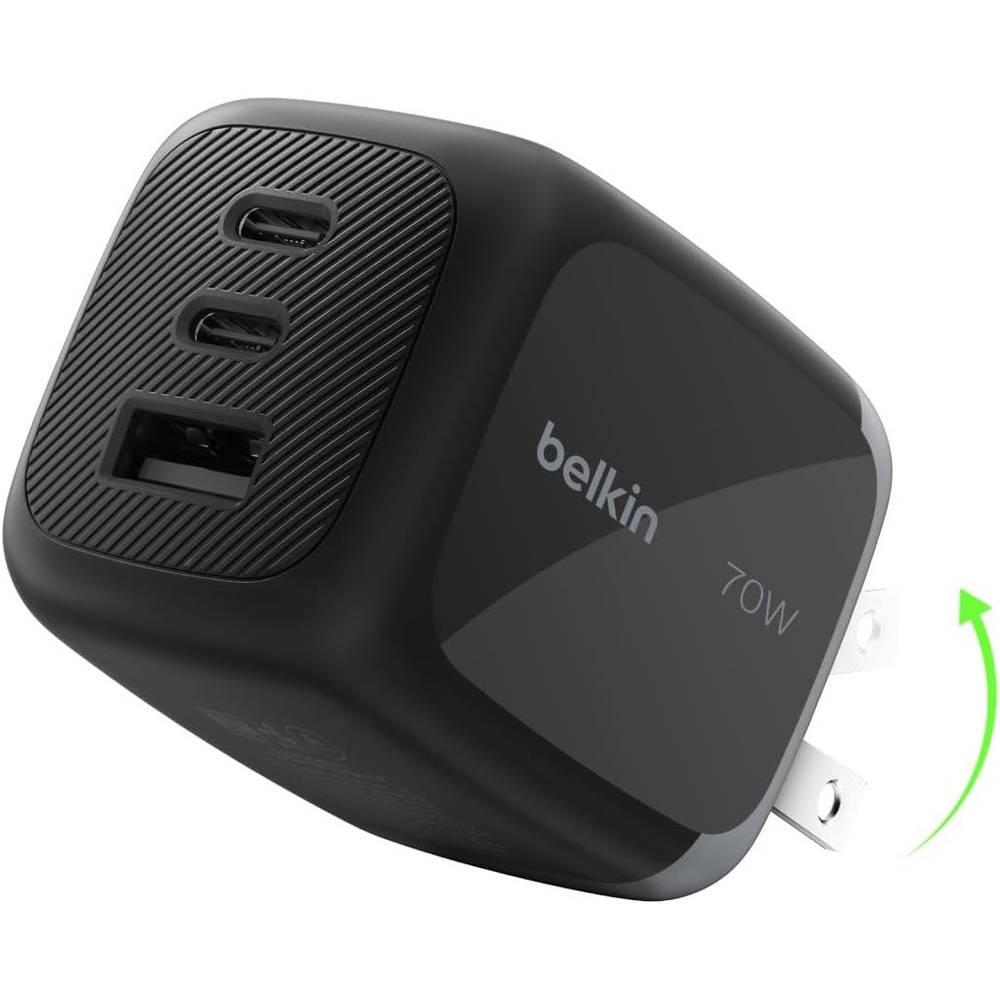image:imageBelkin 3Port USB C Charger Block 70W MultiPort GaN Wall Charger w 2X USB C Ports amp 1x USB A Port Fast Charging for MacBook iPhone 17 iPad Pro Samsung Galaxy S26 Google Pixel 10 amp More