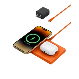 image:imageBelkin 2in1 Wireless Charging Pad with MagSafe 15W Fast Charging iPhone Charger  Wireless Charging Station for iPhone 17 16 15 and 14 Series AirPods and Other MagSafe Enabled Devices  BlackOrange