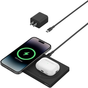 image:imageBelkin 2in1 Wireless Charging Pad with MagSafe 15W Fast Charging iPhone Charger  Wireless Charging Station for iPhone 17 16 15 and 14 Series AirPods and Other MagSafe Enabled Devices  BlackBlack