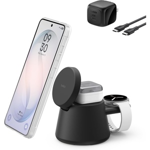 image:imageBelkin 3in1 Wireless Charging Station for Samsung Galaxy S26 Android  Qi22 25W Magnetic Charger for Pixel 10 iPhone 17 USB C Port for Galaxy Pixel amp Apple Watch Watch Charger Not IncludedBlack