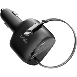 image:imageBelkin USB C Car Charger 75W w 30in USB C Retractable Charger Compatible with iPhone 17 amp 16 Series Galaxy S26 Series AirPods Tablet MacBook Chromebook