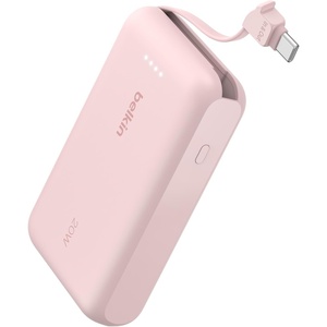 image:imageBelkin Marvel SpiderMan 10000mAh 20W USB C Power Bank Portable Charger  Fast Charging Integrated USB C Cable Extra USB C Port iPhone 17 iPad Samsung Galaxy S26 Charge 2 DevicesPink